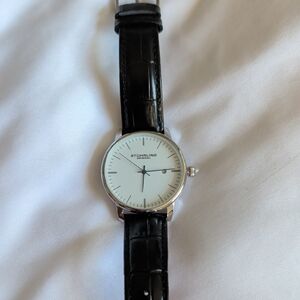 Stuhrling Original Black Leather Watch with White Dial
